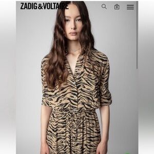Zadig & Voltaire Black and Tan Patterned Dress